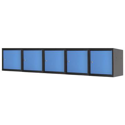 Proregal Mega Deal | 5x Schließfachwürfel Blocky mit Zylinderschloss + 2 Schlüssel | HxBxT 40x40x40cm | Anthrazit/Lichtblau