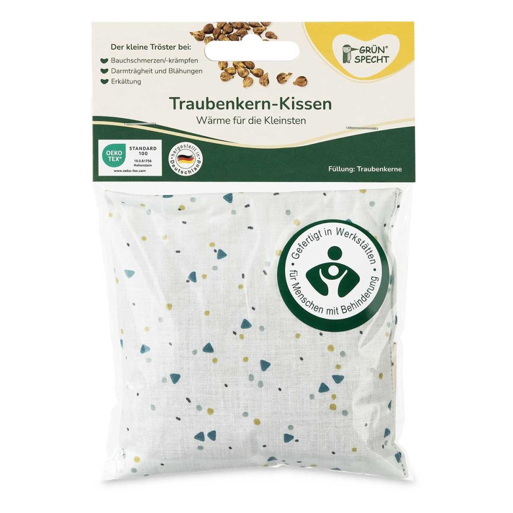 GRÜNSPECHT Naturprodukte GmbH Traubenkern-Kissen 12 x 12 cm, Dreiecke Frosty grün 08108606