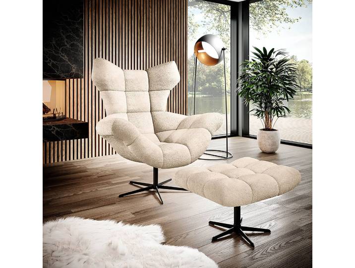 Tabouret Loney 46 x 45 x 69cm Beige Tissu chenille Lorin: Beige