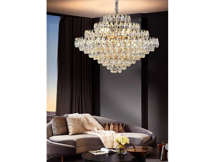 Grands lustres en cristal de luxe pour décor de salon, Luminaire de styliste d'art moderne, Lustre, plafond haut, lampes suspendues pour la maison, Hall