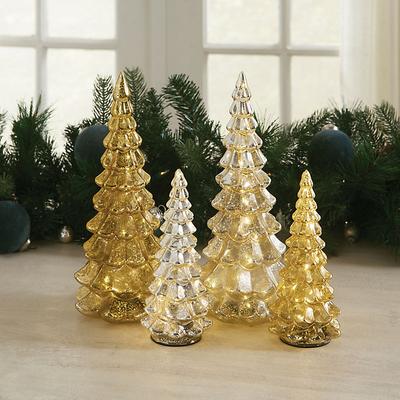 "Metallic Glass Micro LED Trees - Silver 8"" - Ballard Designs"