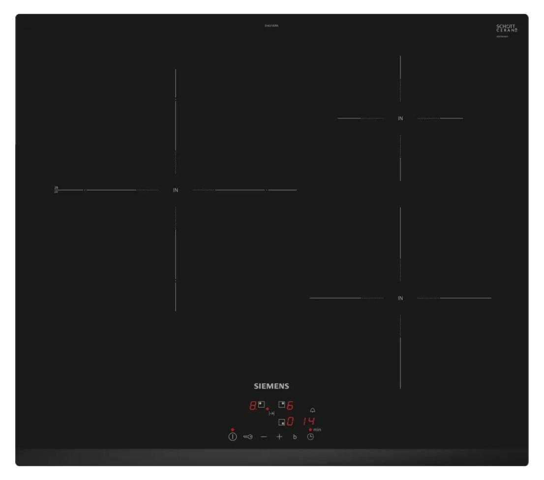 Siemens iQ100 EH631BJB6E, Schwarz, Integriert, 59.2 cm, Zonen-Induktionskochfeld, 3 Zone(n), 3 Zone(n)