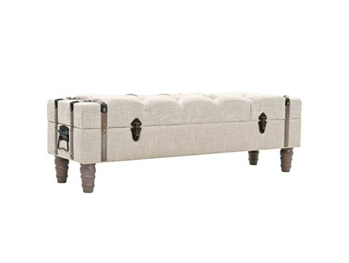 TEKGHUT Aufbewahrungsbank Massivholz Tannenholz Stahl 111 x 34 x 37 cm Gepolsterter Sitz, Stauraum innen, robuster Griff, moderne Optik