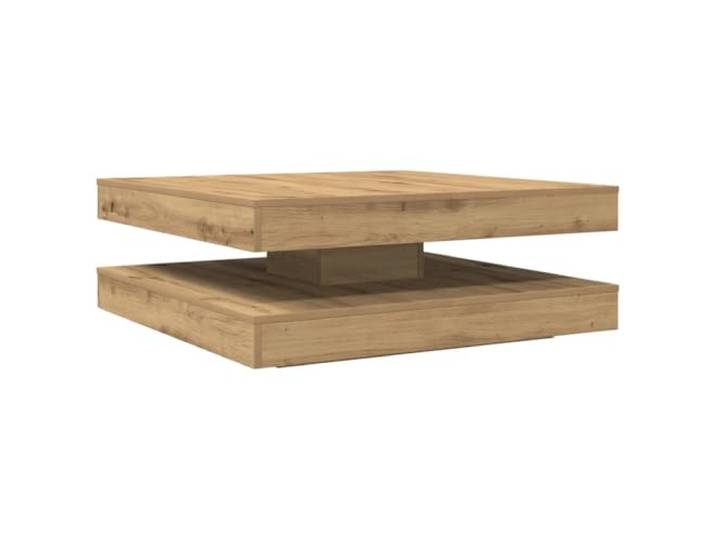 LKJephalotrop Couchtisch 360 Grad Drehbar Artisan Eiche 90x90x34,5 cm Flexibler Wohnzimmertisch mit zusätzlicher Ablageebene in Eichenoptik für moderne Ästhetik im Wohnbereich.