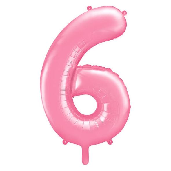 Partydeco Alu-Ball Ziffer "6" Hellrosa (1x) (FB1P-6-081)