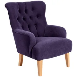 SESSEL Kaiya Bezug Veloursstoff Buche natur / violett