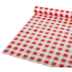 Starpak Tischdecke, Folie 50 m x 80 cm rot "Karo"