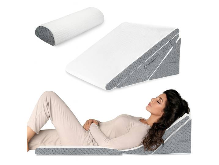 Lot de 4 oreillers triangulaires orthopédiques pour dormir, oreillers triangulaires réglables pour le reflux acide et le ronflement