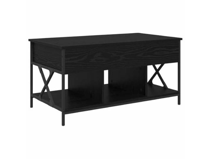 GHVBNMF Couchtisch Schwarz Eichen-Optik Sofatisch mit Ablage 100x55 cm Vielseitiger Wohnzimmertisch mit 4 offenen Fächern für Magazine und robuste Metallbeine für hohe Standfestigkeit bis 75 kg.