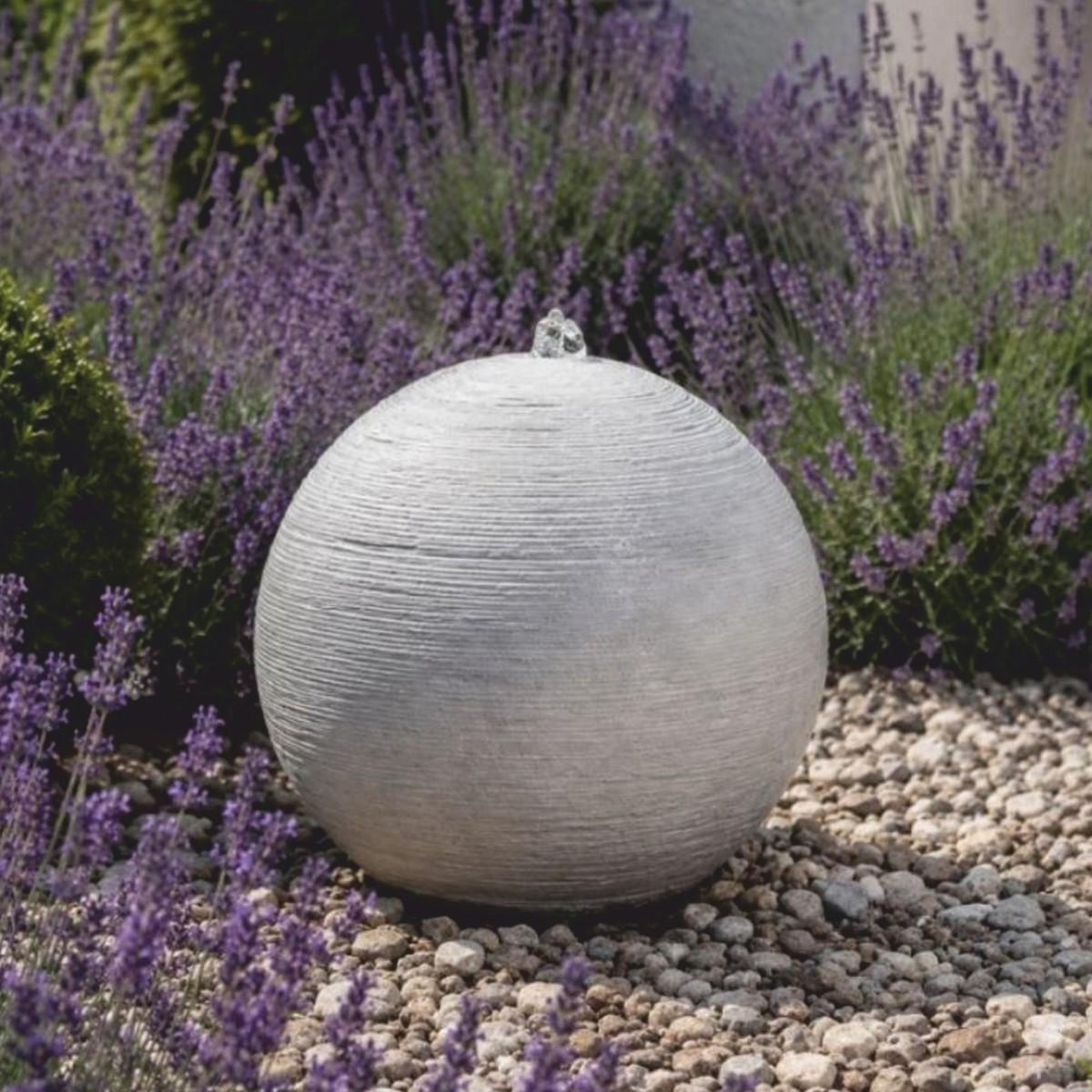 Casa Padrino Kugelbrunnen Grau Ø 60 x H. 55 cm - Runder Springbrunnen - Garten & Terrassen Deko Accessoires