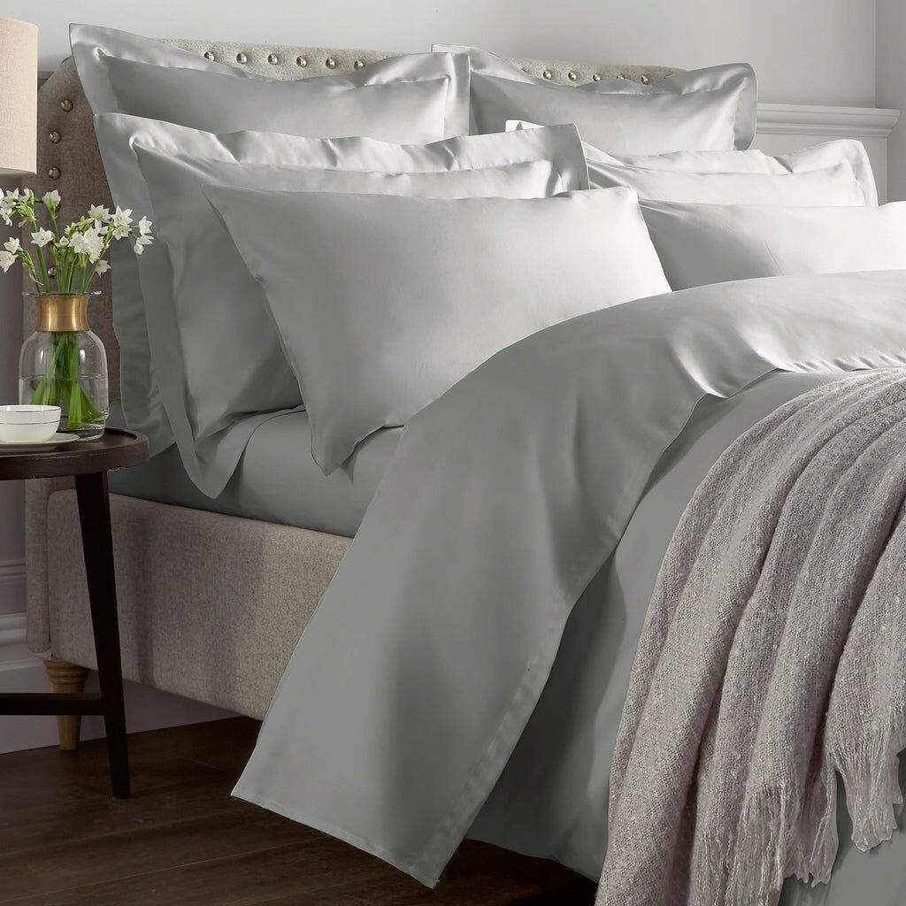 17 Stories Marview 1000 Thread Count Cotton Sateen Flat Sheet Grey Double (4'6)