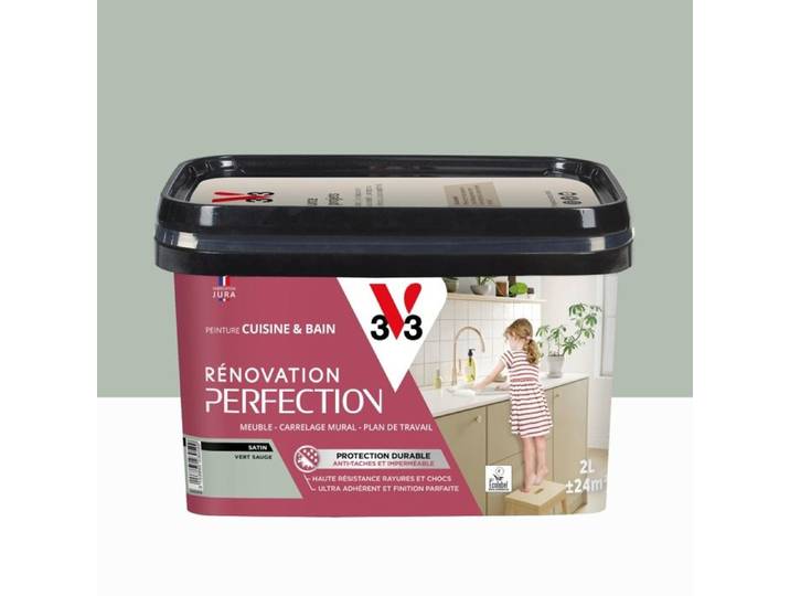 Peinture meuble V33 Rénovation cuisine et bain 2l vert sauge satin