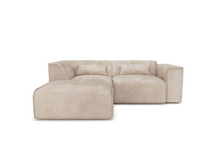 Canapé d'angle gauche fixe NUNA 4 places tissu taupe