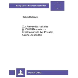 Heitbaum:Zur Anwendbarkeit des Â§ 156 BG, Fachbücher von Kathrin Heitbaum
