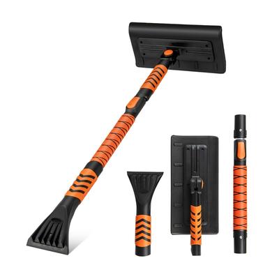 Helloshop26 - 2-in-1-Schneeschaufel und Eiskratzer ausziehbar 31 x 15 cm moderner verstellbarer Teleskopstiel orangefarbenes 20_0013089