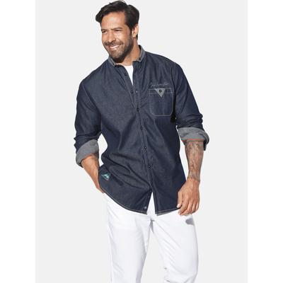 Jeanshemd JAN VANDERSTORM "Jeanshemd OLAFGREN", Herren, Gr. 6XL, weit, blau, Obermaterial: 100% Baumwolle CO., Hemden Jeanshemd