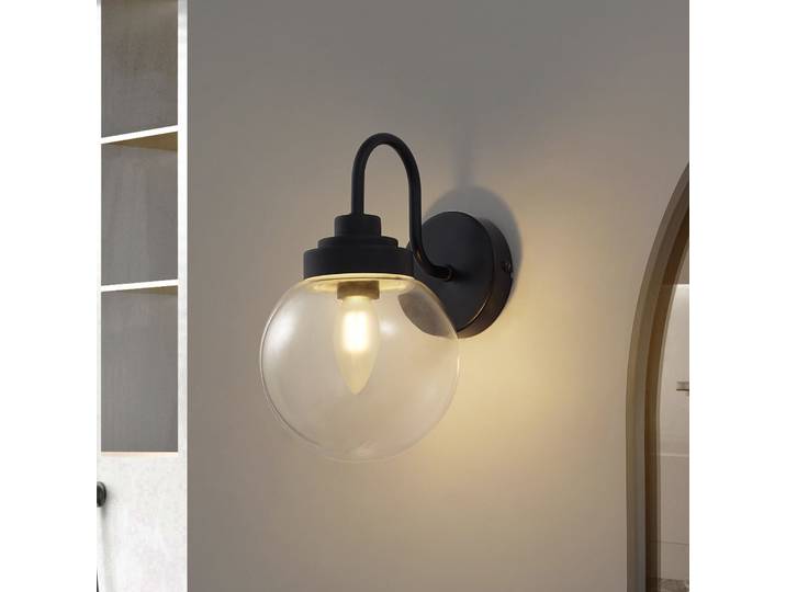 Badolo Applique Murale IP44 Noir - Lucande - Salle de bains - Boule