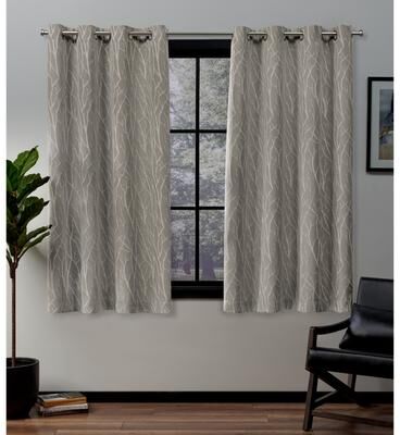 ATI Home Forest Hill Woven Room Darkening Blackout Grommet Top Curtain Panel Pair