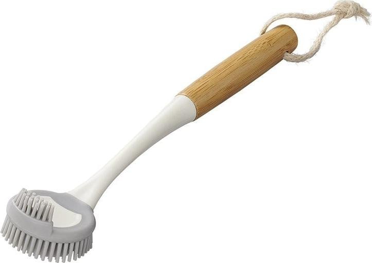 Afwasborstel van bamboe en siliconen, Hoogte: 30,5 cm, Diameter: 6 cm