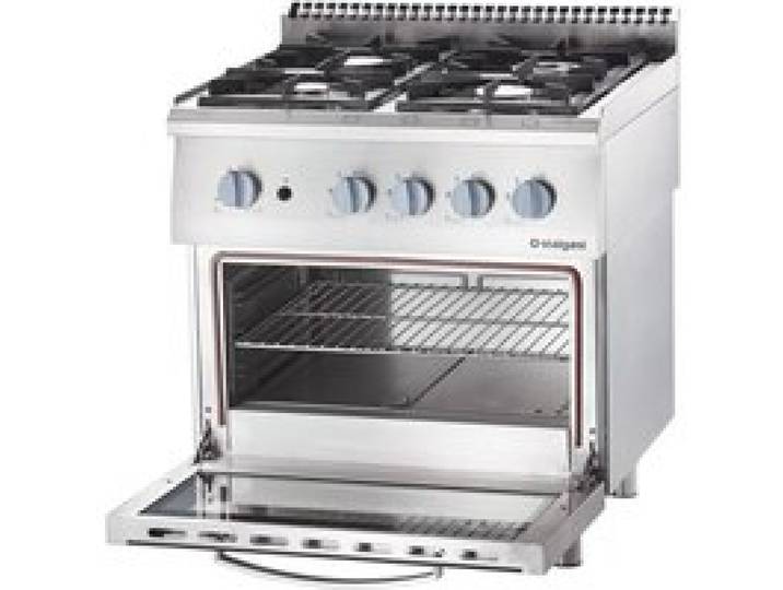 Fourneau à Gaz 4 Brûleurs (3.5 + 2x5 + 7) avec Four Électrique - G20 ou G30 - Stalgast - l800- L1- P700- h850- Acier Inoxydable