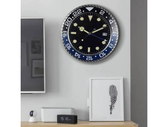 Horloge murale créative de luxe de 34 cm, design moderne en métal, horloge murale artistique, grande horloge numérique luminescente, décoration de chambre à coucher