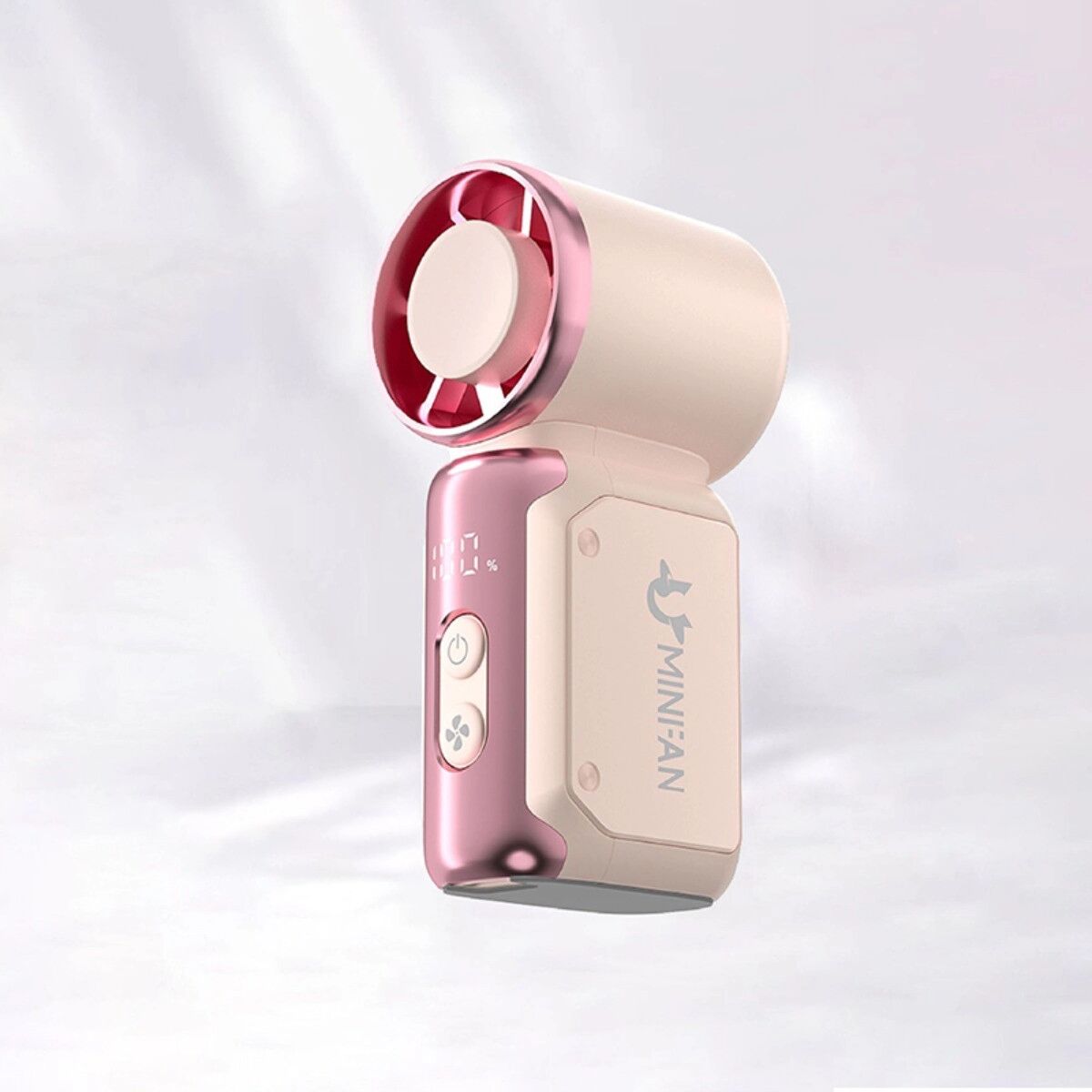INF Taschen-Kühlventilator mit Eisfunktion – USB-C wiederaufladbar, 199-Stufen Turbo-Handventilator, ABS, kompakt, 5V 1A Rosa