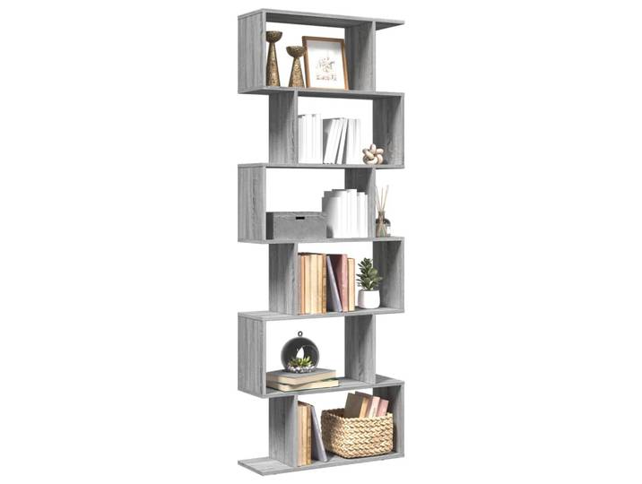 vidaXL Raumteiler-Bücherregal 6 Etagen Grau Sonoma 70x24x193 cm