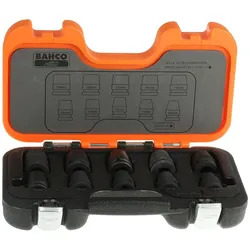 Bahco, Steckschlüssel + Stecknuss, 1/2”-Kraft-Steckschlüssel-Satz, Vierkantantrieb, Sechskant, metrisch, brüniert - 10-teilig