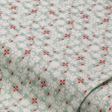 Baumwollstoff Kristalle & Karo "Sina", mint/weiß