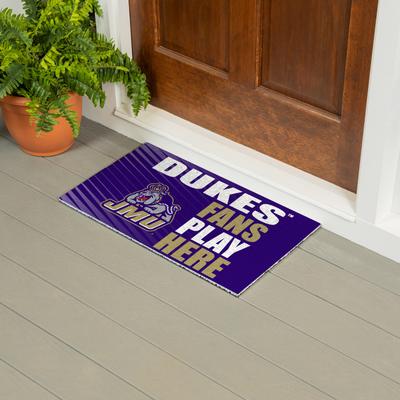 Evergreen "28 in. x 16 in. James Madison University ""Fans Play Here"" PVC Door Mat"
