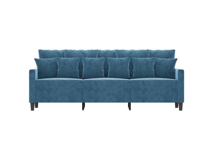 Canapé 3 places en velours - MANGO - Bleu - 180 cm - Velours doux - Cadre en métal - Confortable - Design moderne