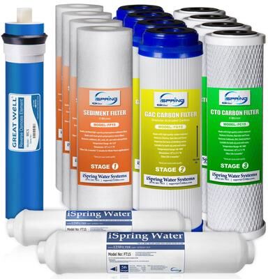 iSpring F15-50 5-Stage RO 2-Year Filter Pack, 50 GPD