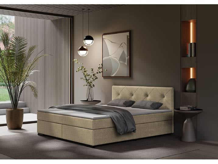 Boxspring-/Familienbett Rheem Typ C 180 x 200cm Webstoff Mavie Beige