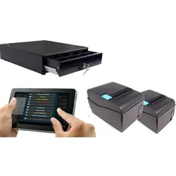 Mobiles Kassensystem für GASTRONOMIE: 10" Touchscreen Terminal, 2xBondrucker, Geldlade