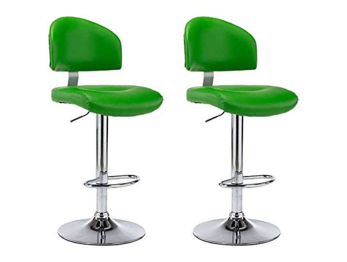 POUFGDR Barhocker, 2-teilig, Grün, Kunstleder, drehbar, verstellbar Robuste verchromte Stahlbasis, Gashebefunktion, 360 ° drehbar, gepolsterter Sitz, leicht zu reinigen