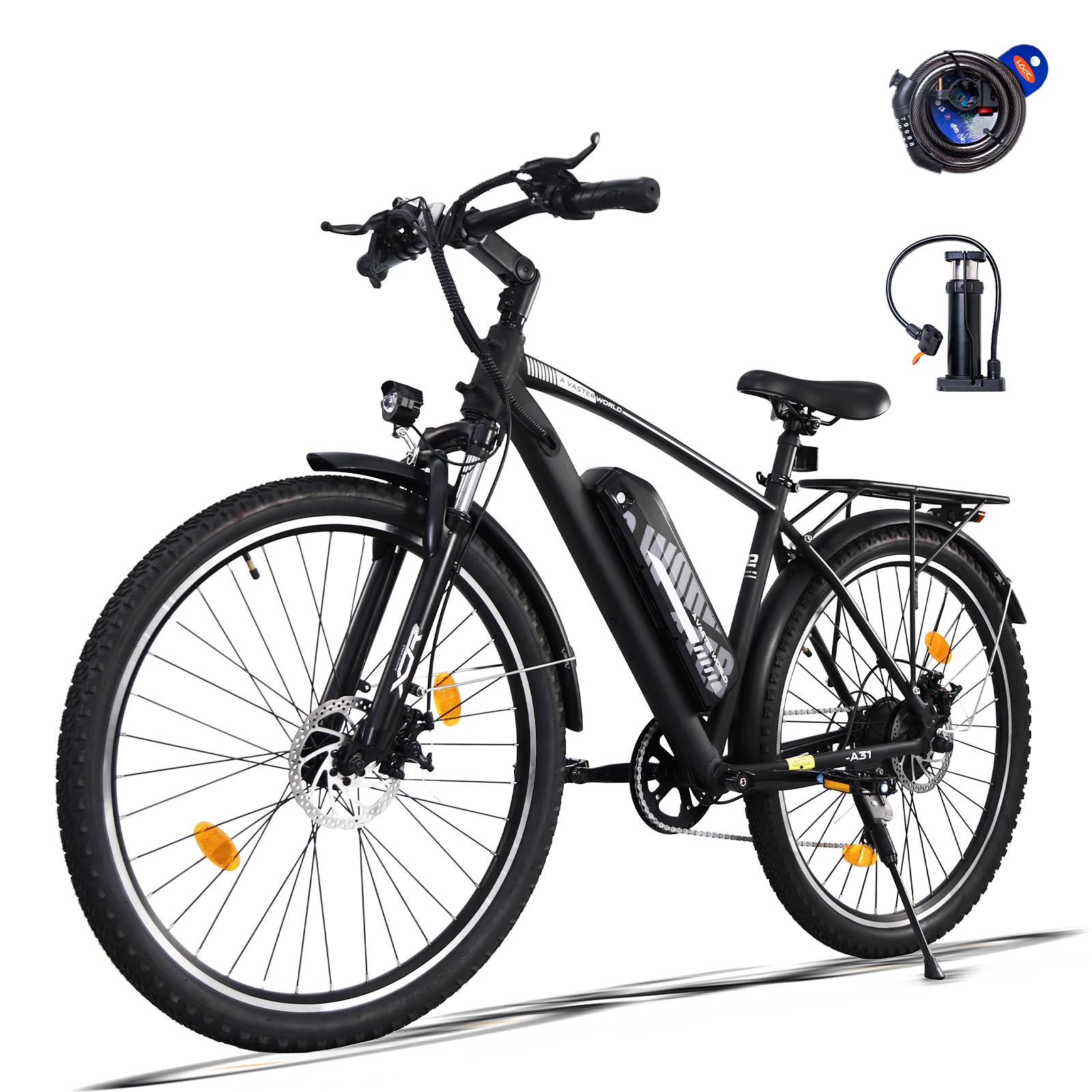 A31 E-Fahrrad für Erwachsene, 250W, 25 km/h, 36V 12,8Ah, abnehmbarer Akku, 27,5 Zoll pannensichere Breitreifen, Steigfähigkeit bis 25°,150kg