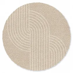 FUSSMATTE Parallele Linien - Leichte Textur - Beige Türmatte 90x90 cm