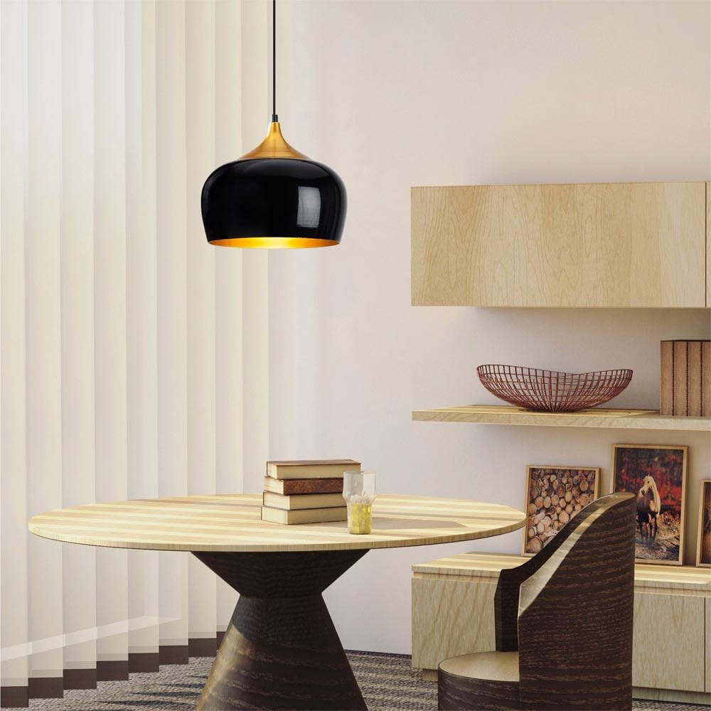 Wonderlamp Lámpara colgante negro con detalles en oro