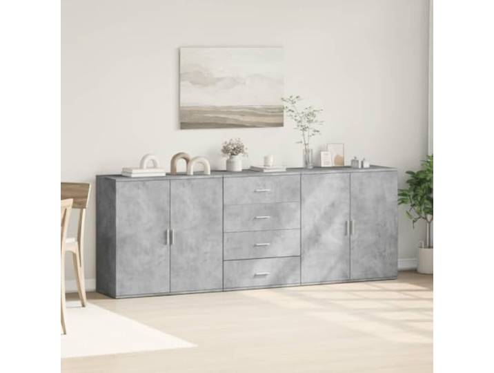 HEFZGDB Sideboard Schrank Wohnzimmer Stauraum aus Holzwerkstoff in Betongrau mit praktischem Design für Bücher und Zeitschriften, moderner Sideboard Schrank mit reichlich Stauraum, stabil