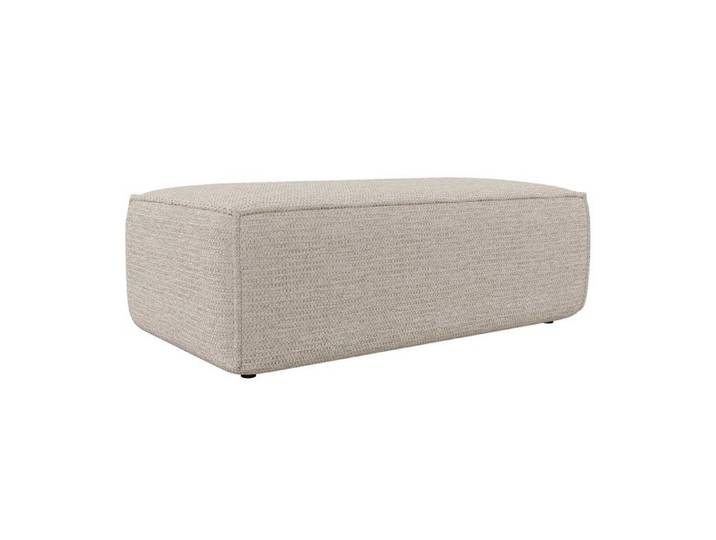 Pouf en tissu texturé beige AMELIA