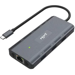 Moye Core Multiport X9 (USB-C, 9 Ports), Dockingstation + USB Hub, Grau