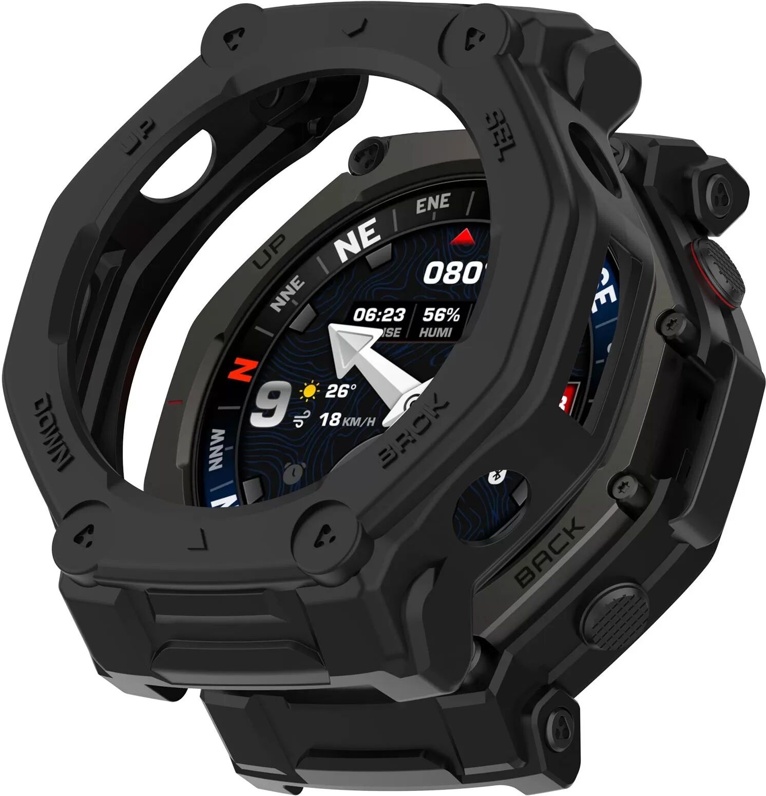 INF Hohle Panzer TPU Hülle kompatibel mit Amazfit T-Rex 3 Pro 48mm - Schwarz