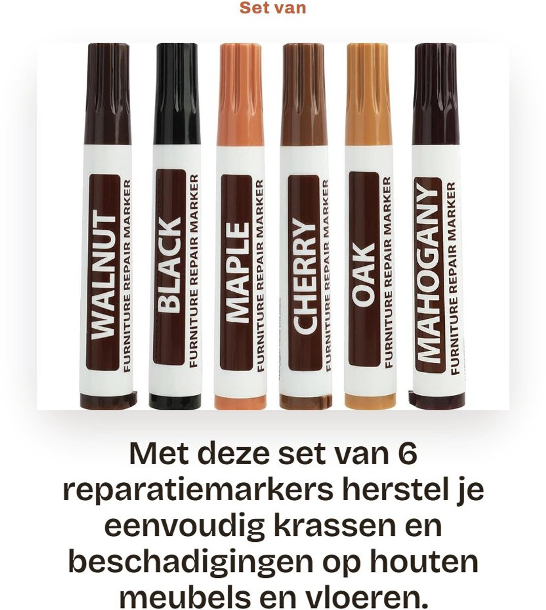 Set van 6 reparatiemarkers voor houten meubels en vloeren