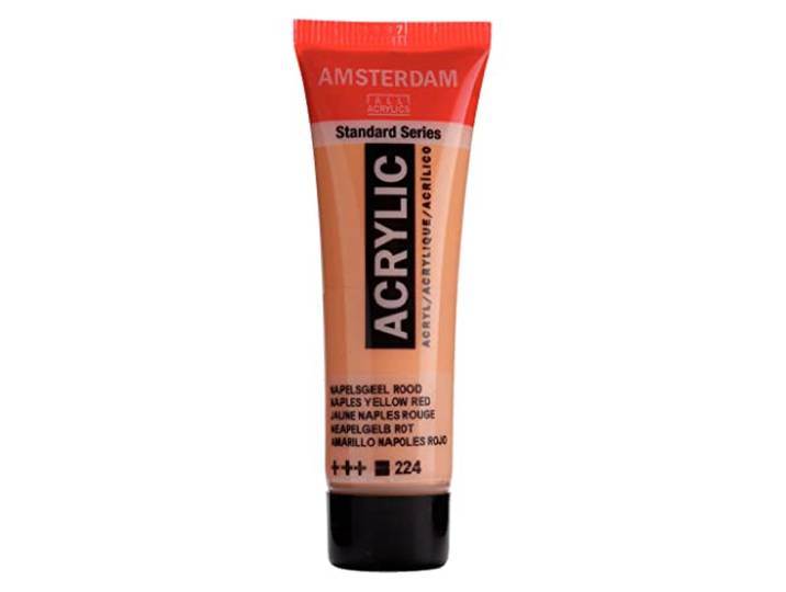 Amsterdam Standaard Serie Acrylverf - Napels Geel Rood 224-20 ml Tube - Hoge lichtechtheid - Zachte satijnglans - Duurzaam & Flexibel - Made in Netherlands
