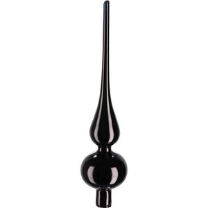 Inge-Glas Christbaumspitze Ebony, matt oder glänzend, schwarz, Traditionell, aus Glas, 6 x 26 cm
