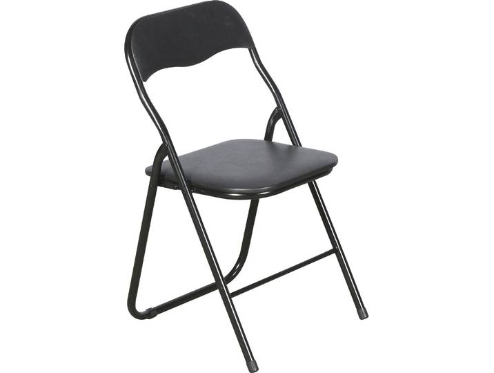 Mihe Klappstuhl, mit gepolstertem Sitz, schwarz.
