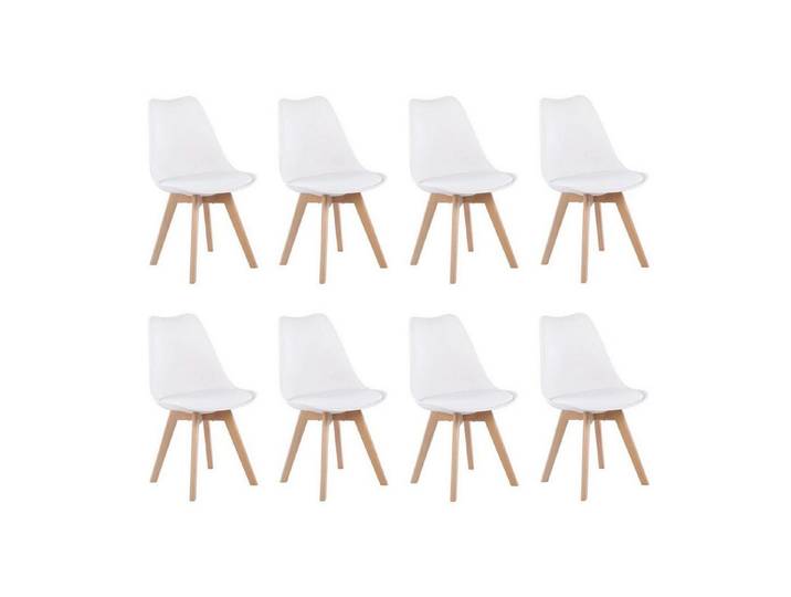 LuxusKollektion Esszimmerstuhl Esszimmerstuhl gepolstert Massivholz Buche Bein SGS 8er set Weiß