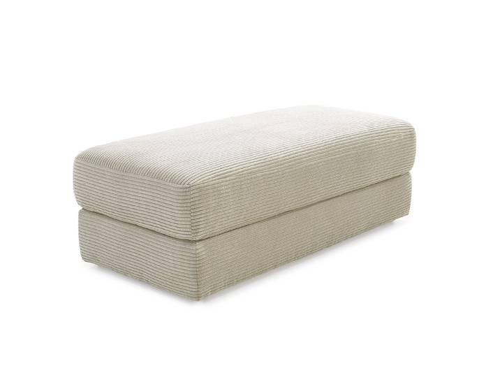 Polsterhocker 124x60 cm Federkern Sitzbank Designerhocker in Cord Beige Grau / 15257