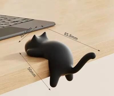 Uplift Treasures Cute Cat Shaped Desktop Hooks Key And Bag Holder black