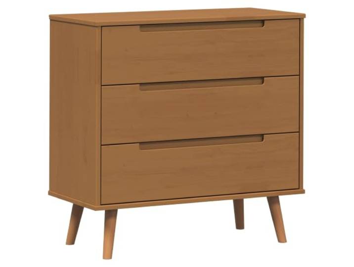 Kommode E Karamell aus massivem Kiefernholz, 80 x 40 x 80 cm, 3 Schubkästen Stabile Konstruktion, gute Verarbeitung, für Wohn- und Schlafzimmer, pflegeleicht, modernes Design
